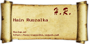 Hain Ruszalka névjegykártya